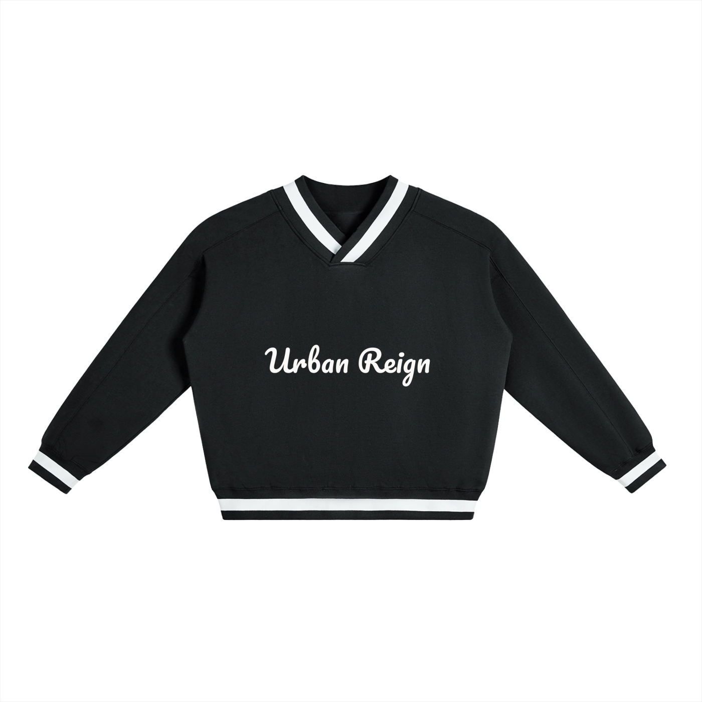 V-Neck Contrast Collar Boxy Sweatshirt
