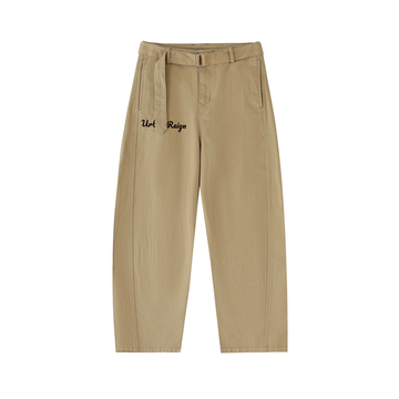 Belted Barrel-leg Chino Pants