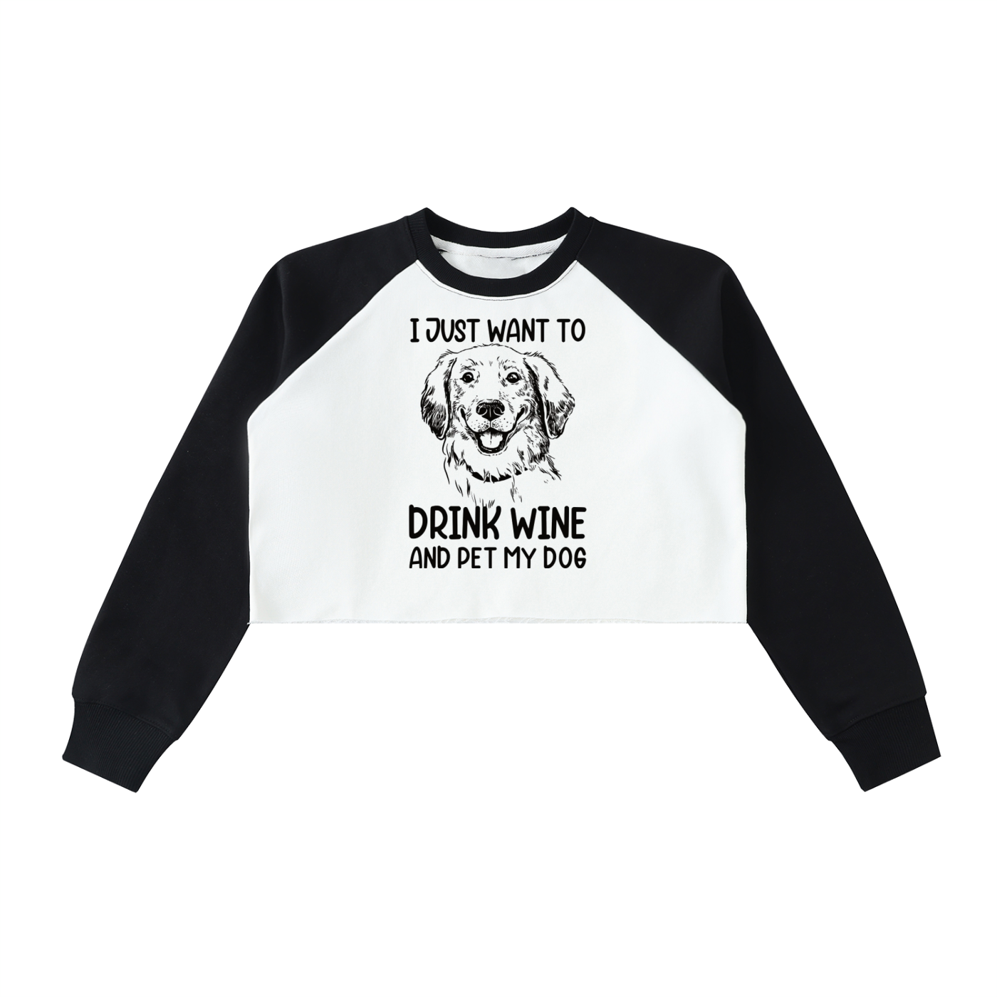 Raw-Hem Color-Block Raglan Crop Sweatshirt